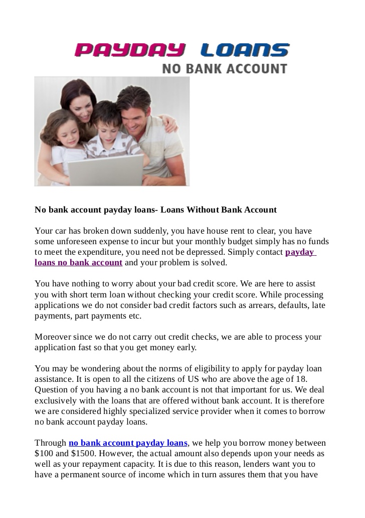 Loans That Don T Require A Bank Account